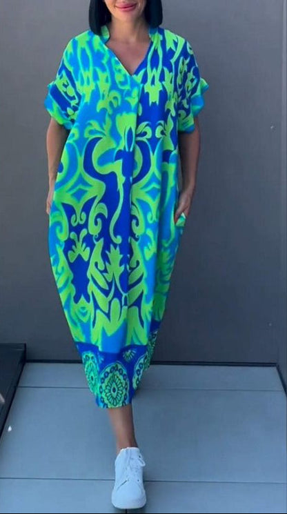 Nia | Geblümtes Midikleid mit V-Ausschnitt