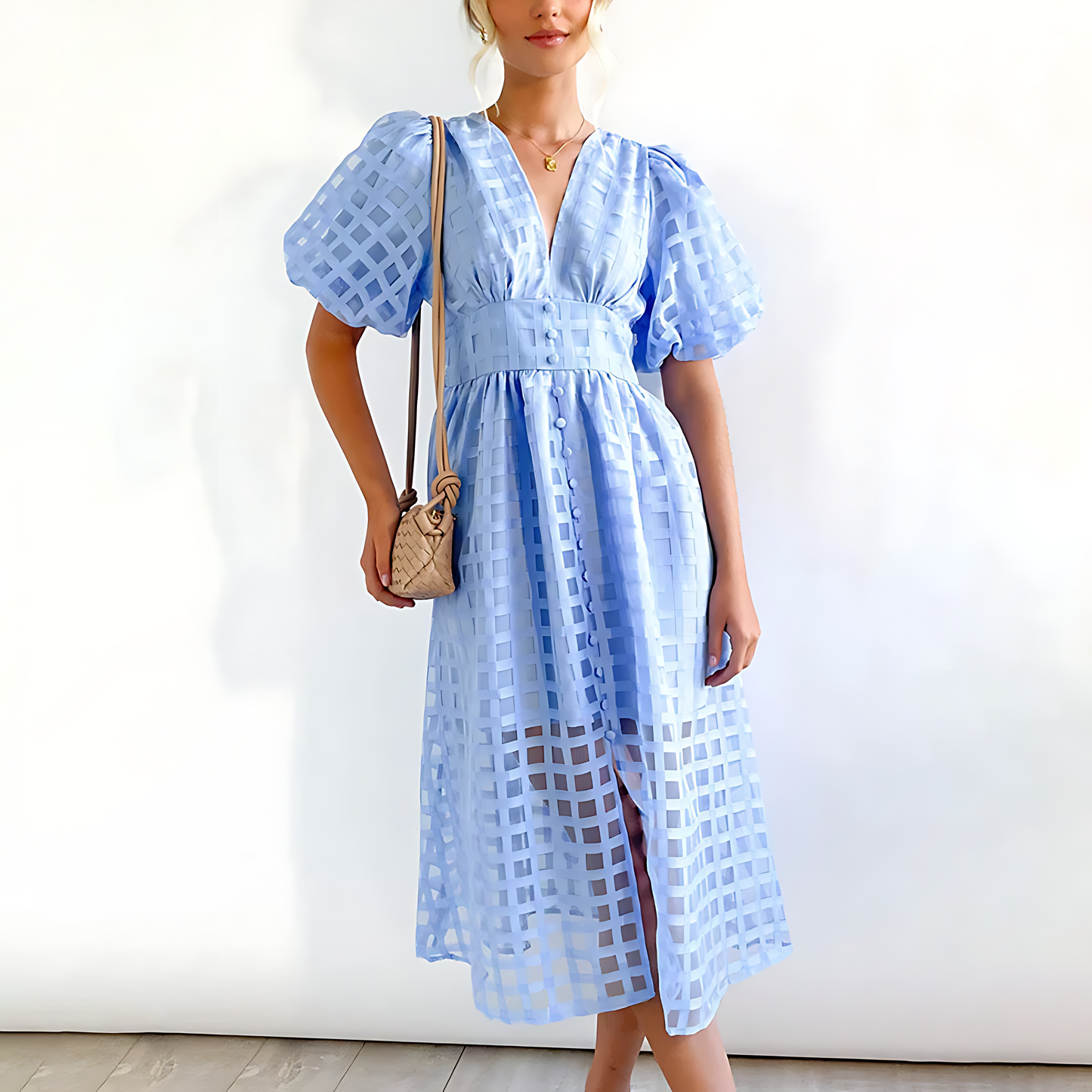 JORINA I STYLISCHES KLEID MIT V-AUSSCHNITT