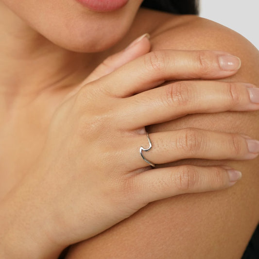 Bague à vagues en argent Imari