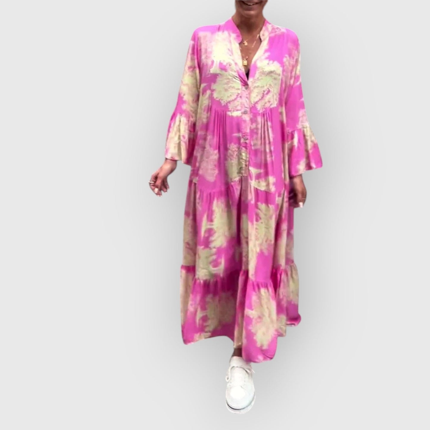 Heather™ – Flatteuze bloemen maxi-jurk