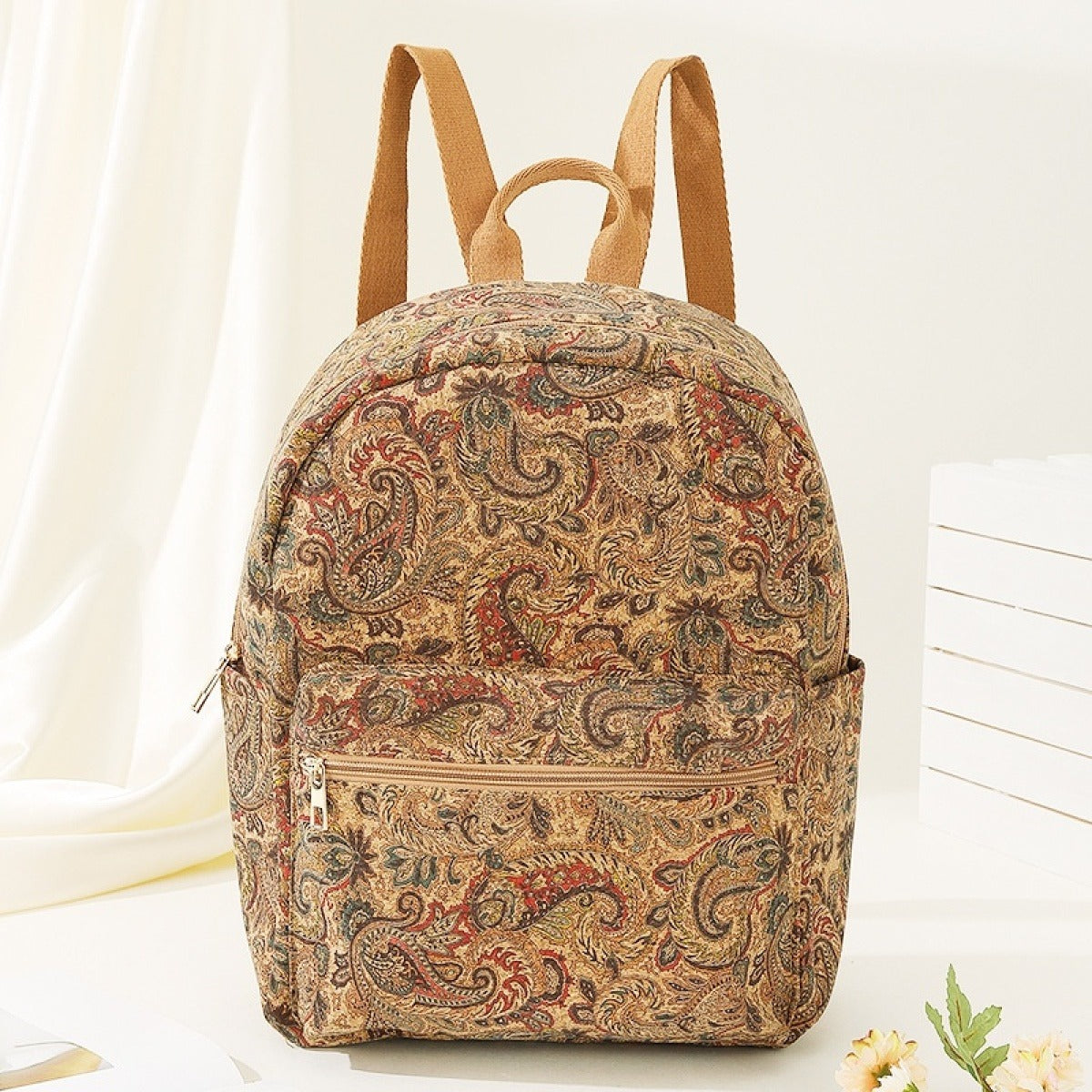 Sac à dos en tissu imprimé de grande capacité style vintage - Francis