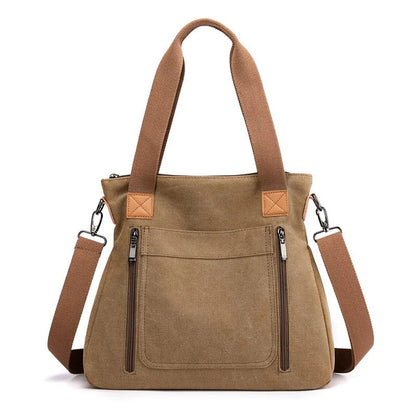 Casual, stevige canvas draagtas met dubbel handvat voor dames - Marisol