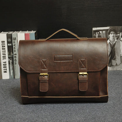 Porte-documents pour homme en cuir synthétique avec boucles de style vintage - Adrien