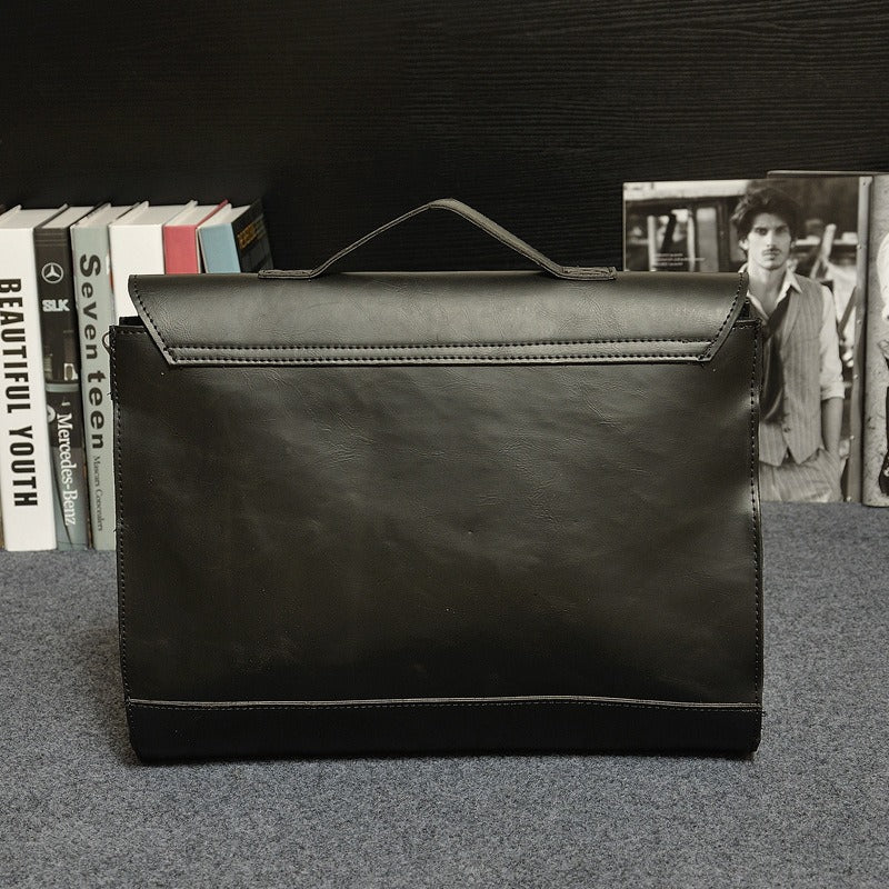 Porte-documents pour homme en cuir synthétique avec boucles de style vintage - Adrien