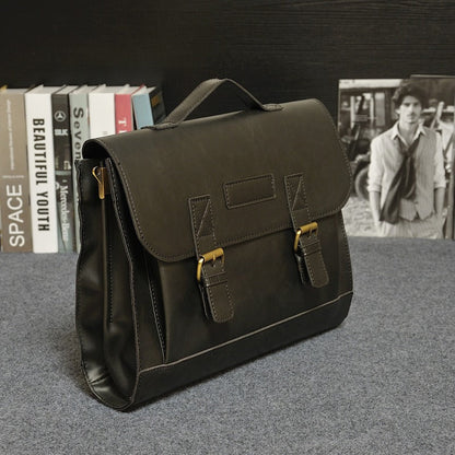 Porte-documents pour homme en cuir synthétique avec boucles de style vintage - Adrien