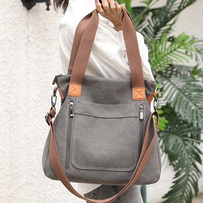 Casual, stevige canvas draagtas met dubbel handvat voor dames - Marisol