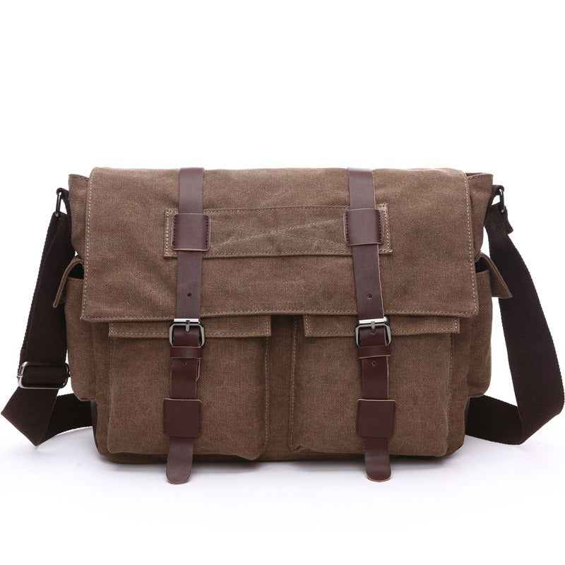 Heren Canvas Messenger Bag met Leren Bandjes Vintage Stijl - Sébastien
