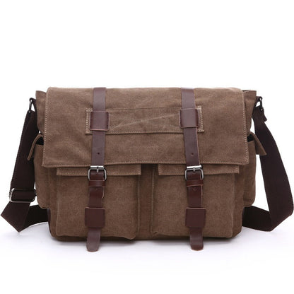 Heren Canvas Messenger Bag met Leren Bandjes Vintage Stijl - Sébastien