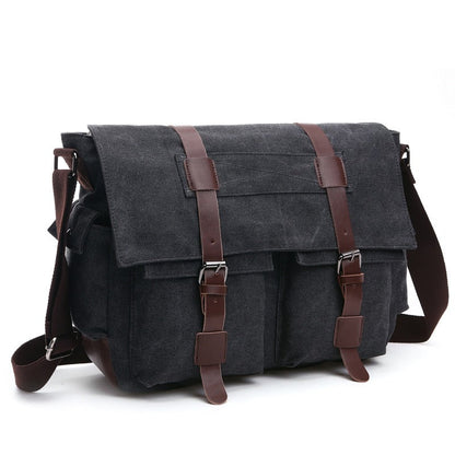 Heren Canvas Messenger Bag met Leren Bandjes Vintage Stijl - Sébastien