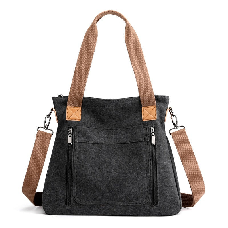 Casual, stevige canvas draagtas met dubbel handvat voor dames - Marisol