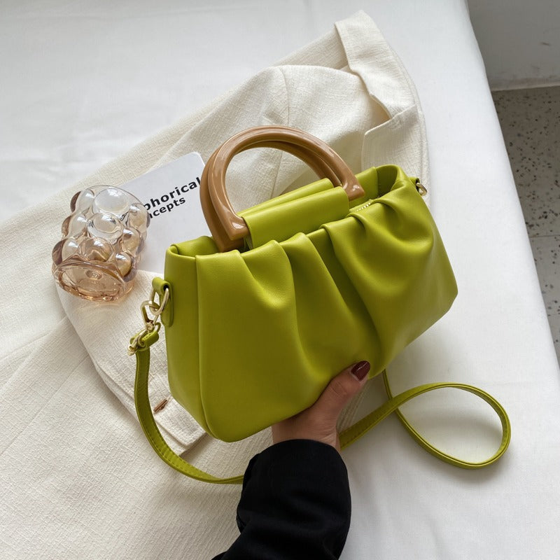 Sac à main pour femme avec effet de cuir à volants, style moderne - Amélie