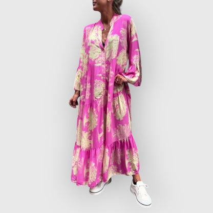 Heather™ – Flatteuze bloemen maxi-jurk