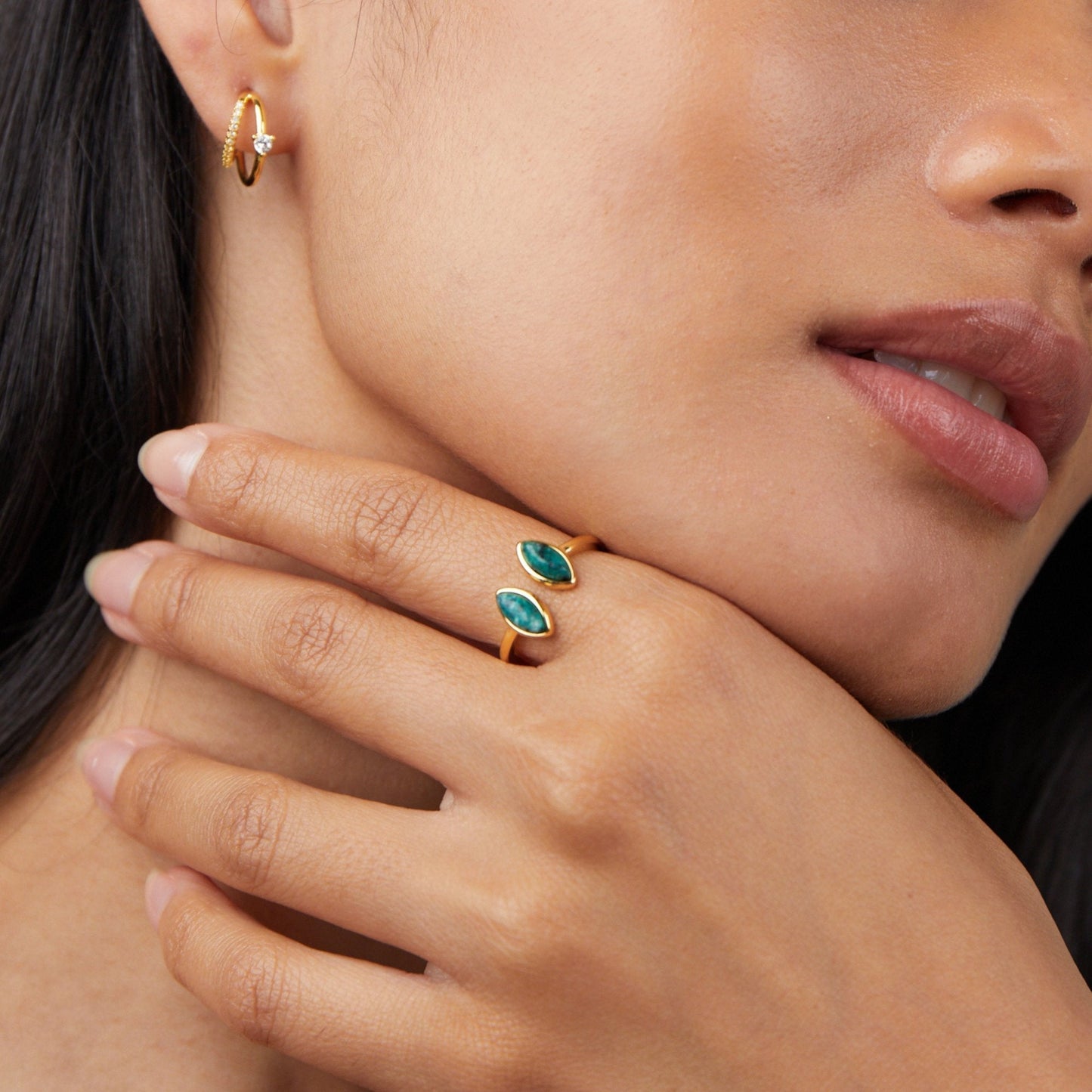 Bague enveloppante en jade vert