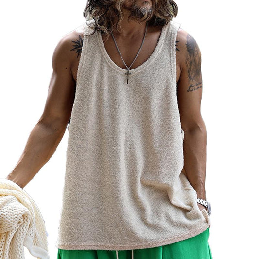 Herren Lässiges Rundhals Tanktop in Unifarbe 15988785X