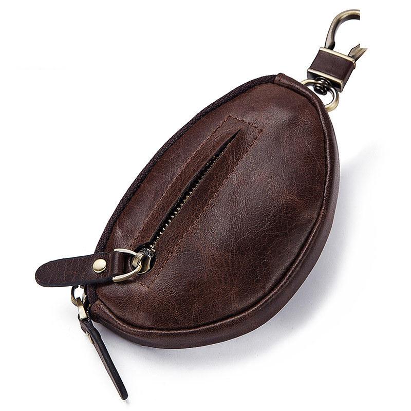 Herren Klassische Rindsleder Autoschlüssel Reißverschluss Brieftasche 08486347K