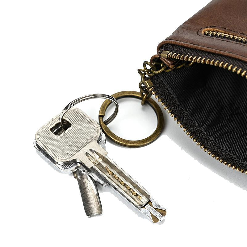 Heren Multi-Layer Ritssluiting Rundleer Mini-Etui 08633412Y