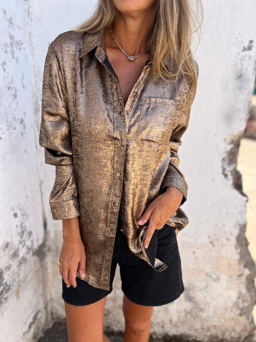 Zella™ | Chic glinsterend overhemd