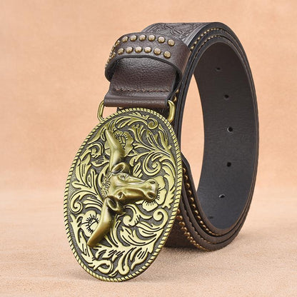 Herren Western Cowboy Stil Vintage Nieten-Geprägter Gürtel 33277436U