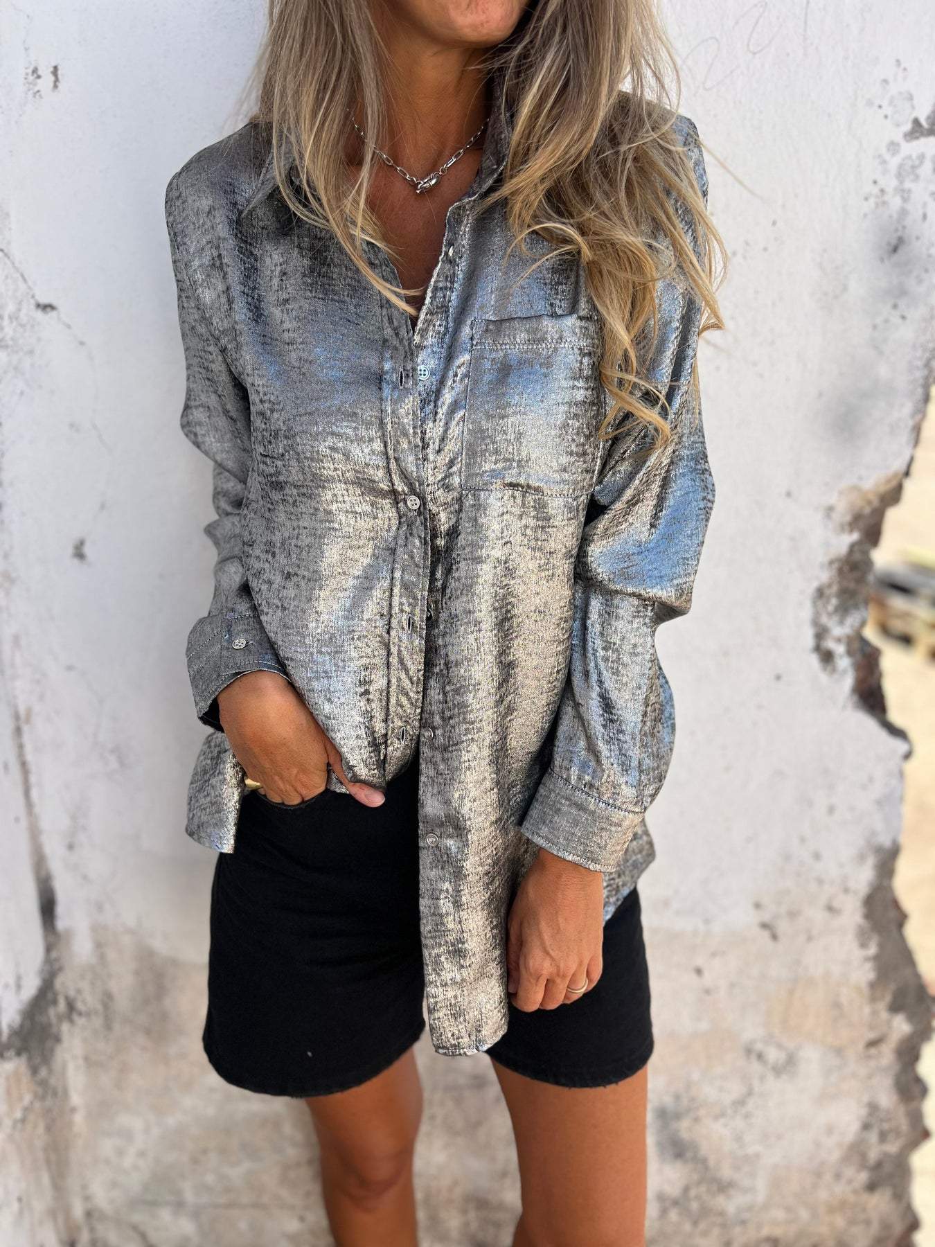 Zella™ | Chic glinsterend overhemd