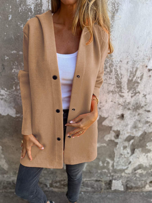 Jacqueline | Losse Hoodie Jas met Knopen