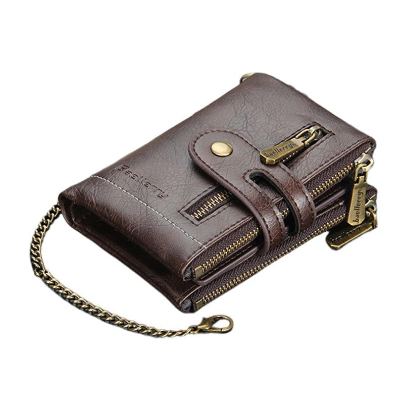 Herren Kurz Retro Doppelreißverschluss Multi-Karten Brieftasche 21870624U