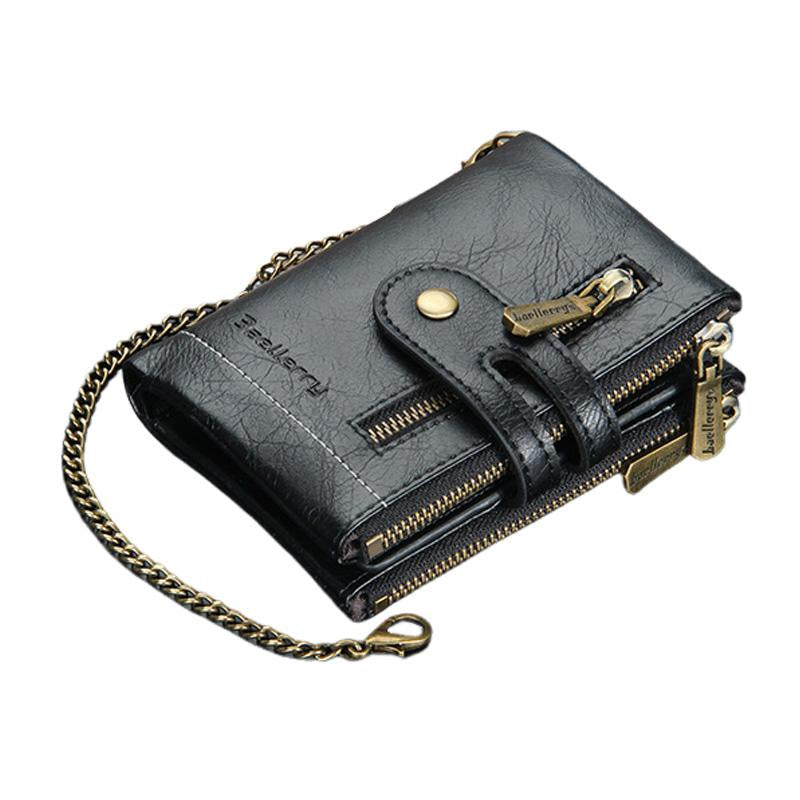 Herren Kurz Retro Doppelreißverschluss Multi-Karten Brieftasche 21870624U