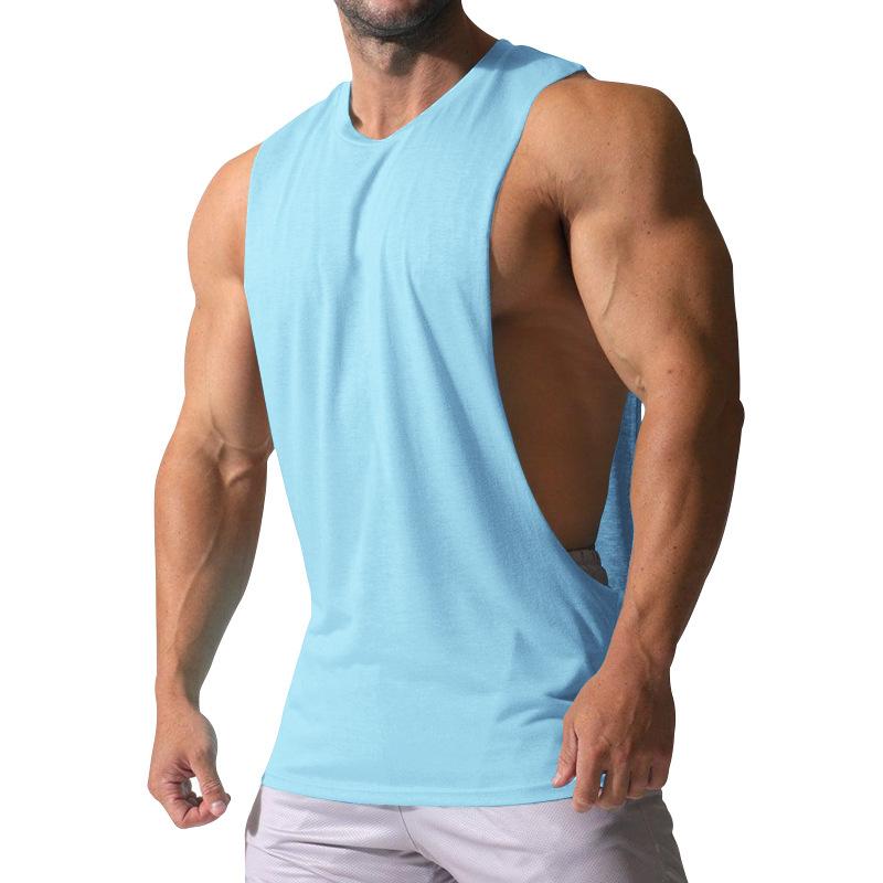 Herren Lockeres Unifarbenes Sport- und Fitness-Tanktop mit Seitenschlitzen 23142265Z