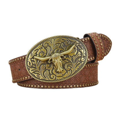 Herren Western Cowboy Stil Vintage Nieten-Geprägter Gürtel 33277436U