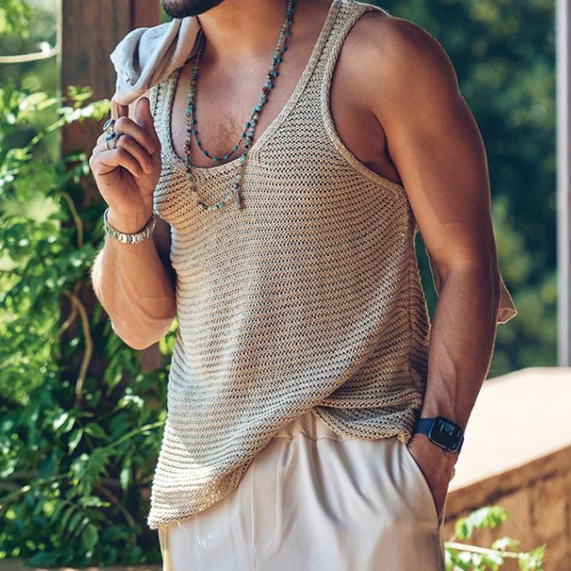 Herren Lässiges Strick-Tanktop in Unifarbe 55936533Y
