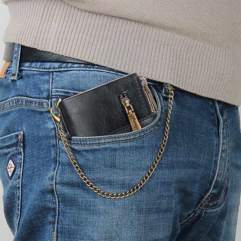 Herren Kurz Retro Doppelreißverschluss Multi-Karten Brieftasche 21870624U