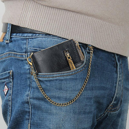 Herren Kurz Retro Doppelreißverschluss Multi-Karten Brieftasche 21870624U