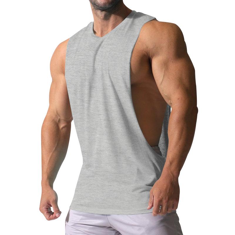 Herren Lockeres Unifarbenes Sport- und Fitness-Tanktop mit Seitenschlitzen 23142265Z