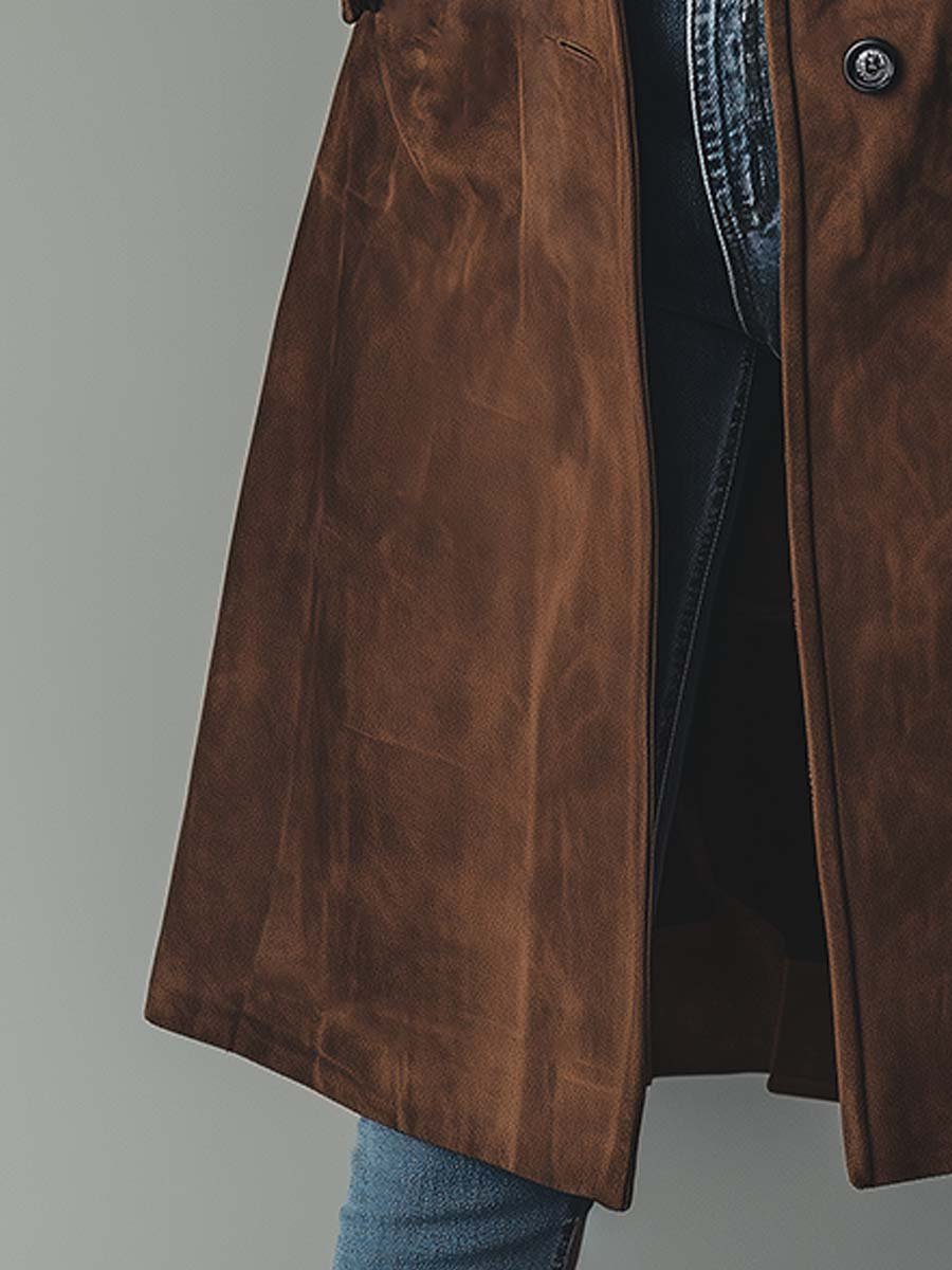 Dames vintage suède trenchcoat
