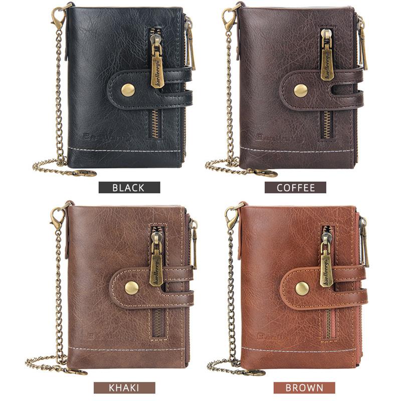 Herren Kurz Retro Doppelreißverschluss Multi-Karten Brieftasche 21870624U