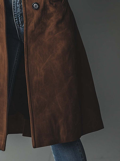 Dames vintage suède trenchcoat