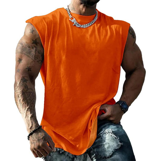 Herren Sport-Tanktop in Unifarbe mit Breiten Trägern und Rundhals 44699991X