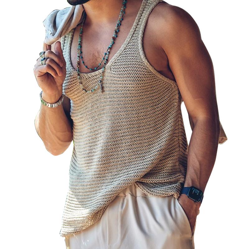 Herren Lässiges Strick-Tanktop in Unifarbe 55936533Y