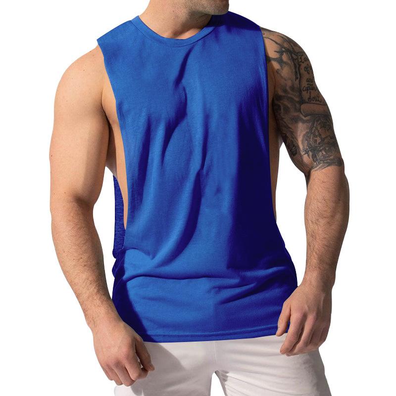 Herren Lockeres Unifarbenes Sport- und Fitness-Tanktop mit Seitenschlitzen 23142265Z