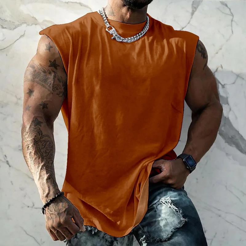 Herren Sport-Tanktop in Unifarbe mit Breiten Trägern und Rundhals 44699991X