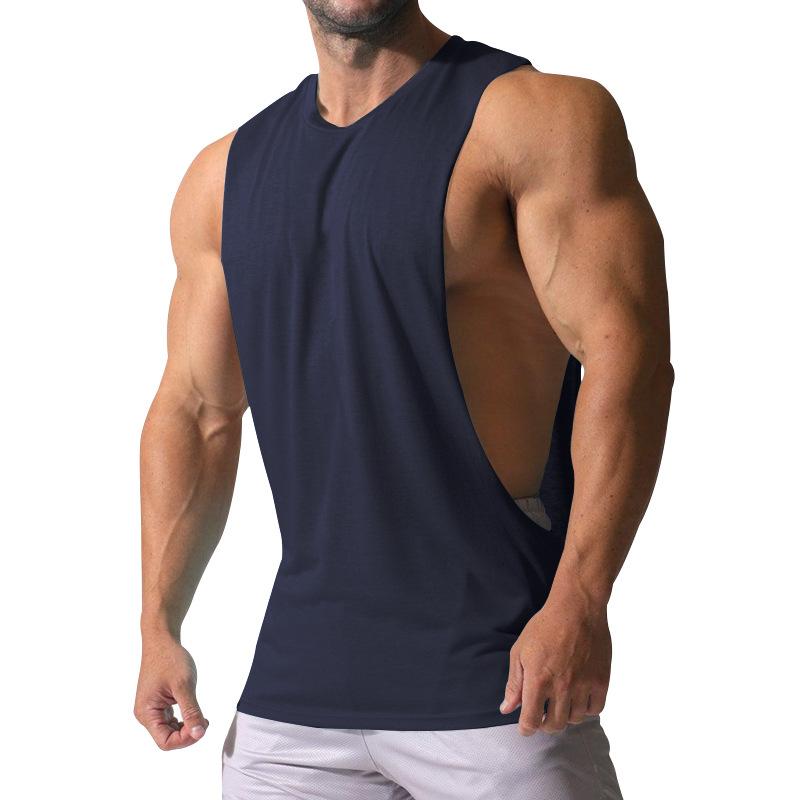 Herren Lockeres Unifarbenes Sport- und Fitness-Tanktop mit Seitenschlitzen 23142265Z
