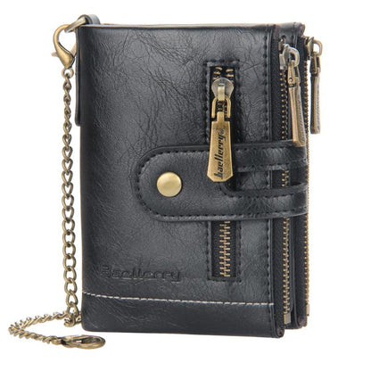 Herren Kurz Retro Doppelreißverschluss Multi-Karten Brieftasche 21870624U