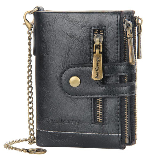 Herren Kurz Retro Doppelreißverschluss Multi-Karten Brieftasche 21870624U