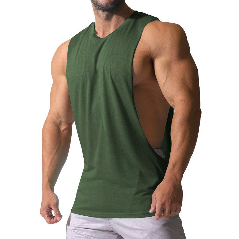 Herren Lockeres Unifarbenes Sport- und Fitness-Tanktop mit Seitenschlitzen 23142265Z