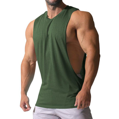 Herren Lockeres Unifarbenes Sport- und Fitness-Tanktop mit Seitenschlitzen 23142265Z