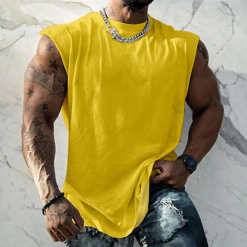 Herren Sport-Tanktop in Unifarbe mit Breiten Trägern und Rundhals 44699991X