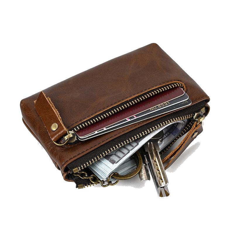 Heren Multi-Layer Ritssluiting Rundleer Mini-Etui 08633412Y