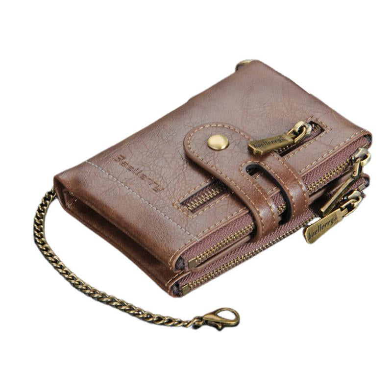 Herren Kurz Retro Doppelreißverschluss Multi-Karten Brieftasche 21870624U