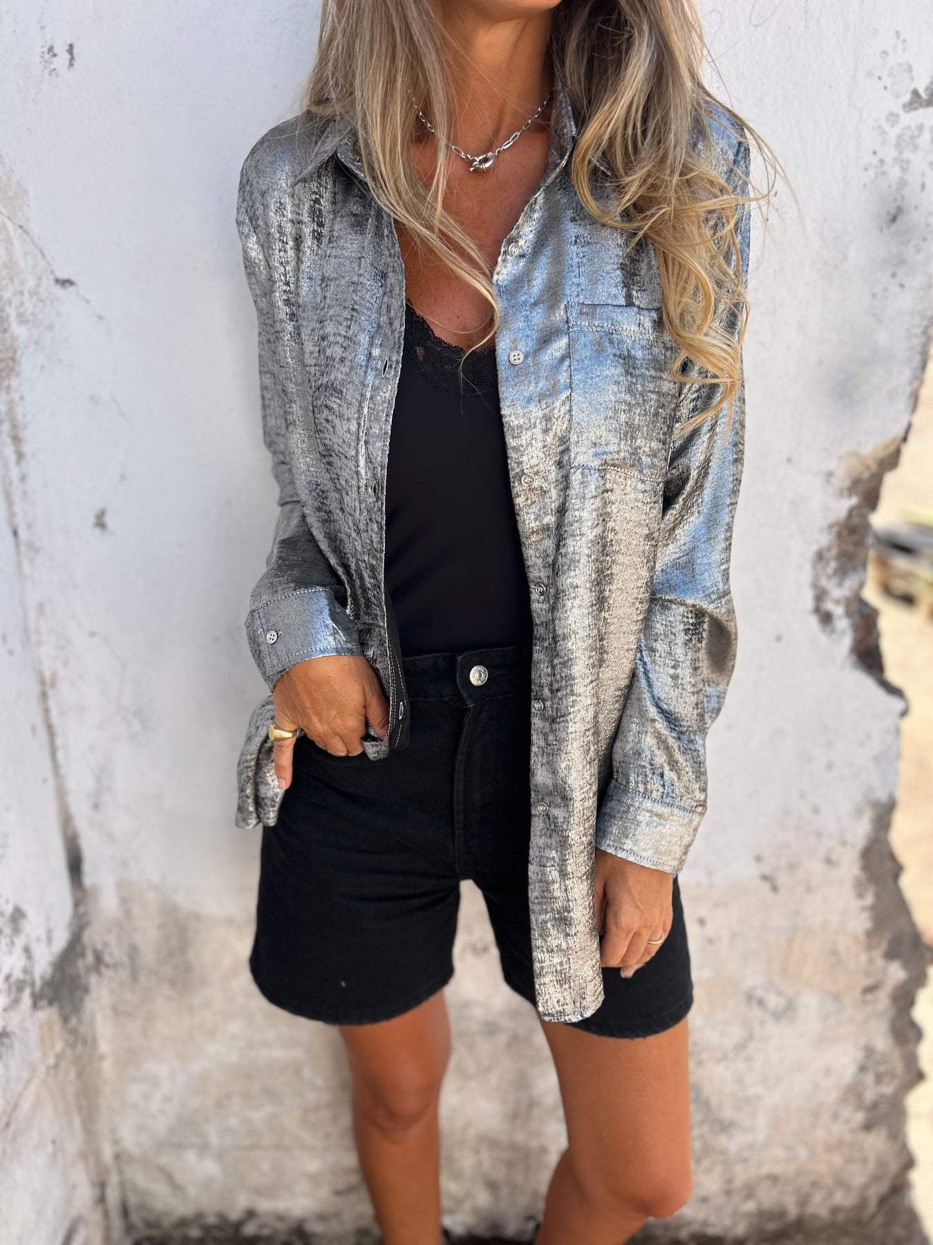 Zella™ | Chic glinsterend overhemd