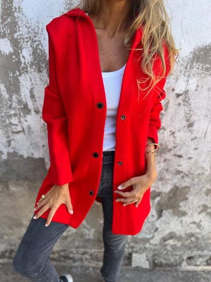 Jacqueline | Losse Hoodie Jas met Knopen
