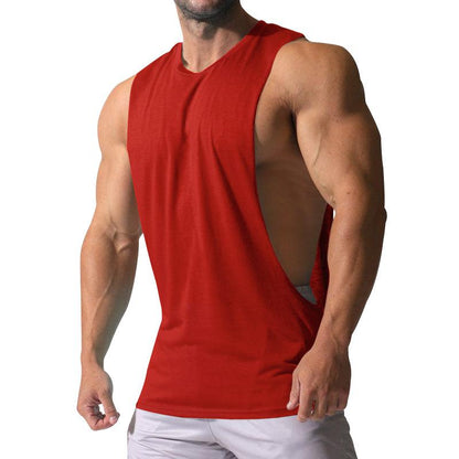 Herren Lockeres Unifarbenes Sport- und Fitness-Tanktop mit Seitenschlitzen 23142265Z